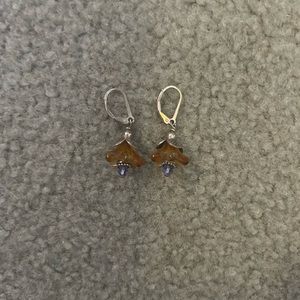 Michael Michaud Citrine Amber Blossom Flower Drop Earrings